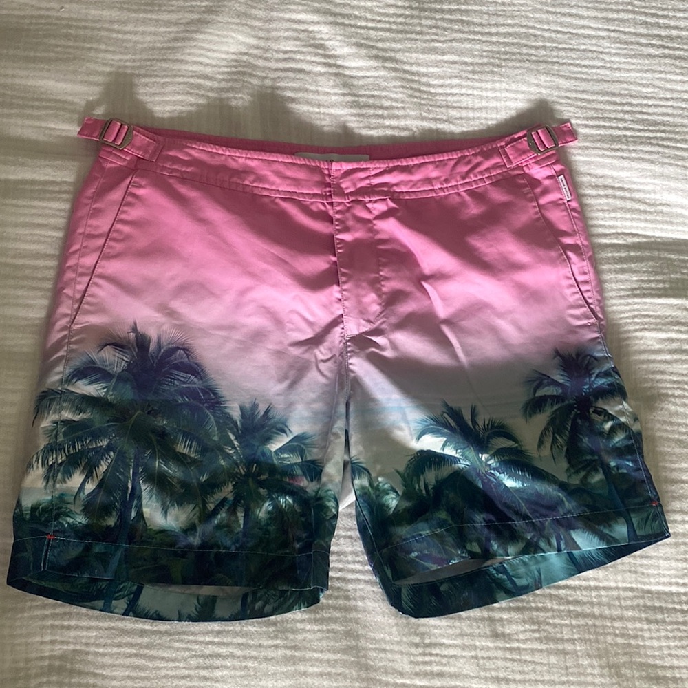Orlebar Brown Bulldog palm tree swim trunks Sz 31